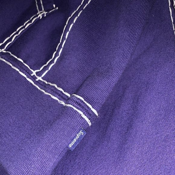 SUPREME BIG STITCH HOODIE DARK NAVY SIZE LARGE